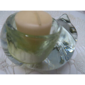 Crystal Glass Sleeping Cat Votive Candle Holder INDIANA GLASS